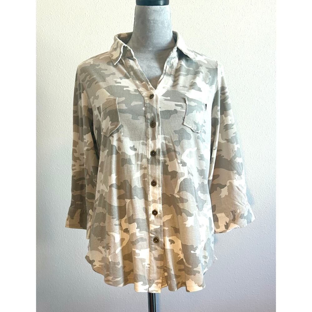 Caite Women's Camouflage Blouse - Cream - Picture 5 of 10